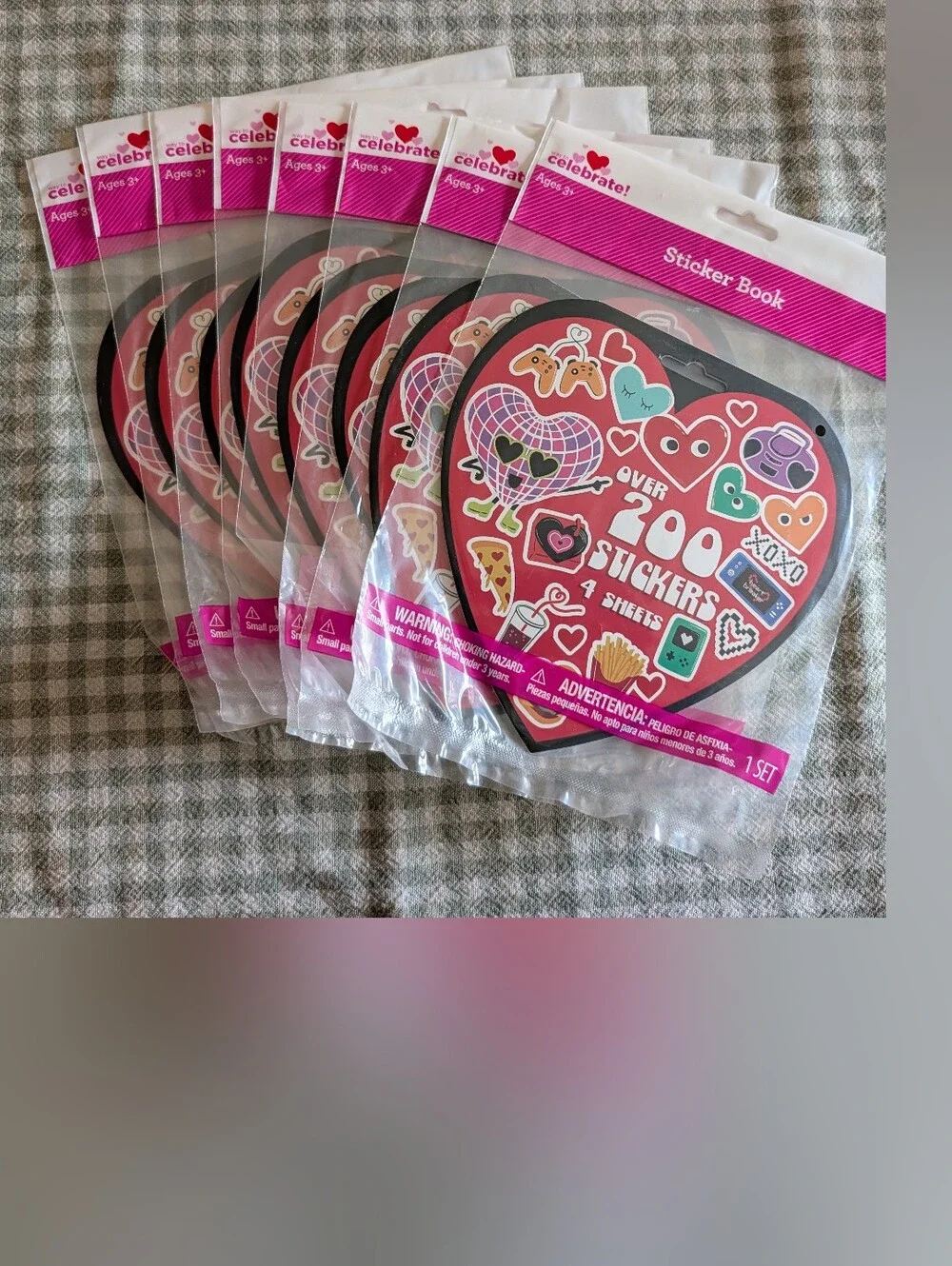 Heart Sticker Book (Set Of 8) Pink Heart Design NEW